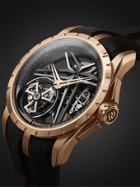 Roger Dubuis - Excalibur Flying Tourbillon Limited Edition Automatic Skeleton 42mm 18-Karat Pink Gold and Leather Watch, Ref. No. DBEX0836BU22NOV