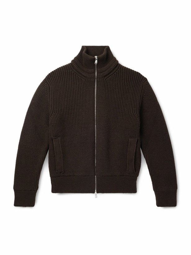 Photo: Valstar - Camionaire Ribbed Wool Zip-Up Sweater - Brown