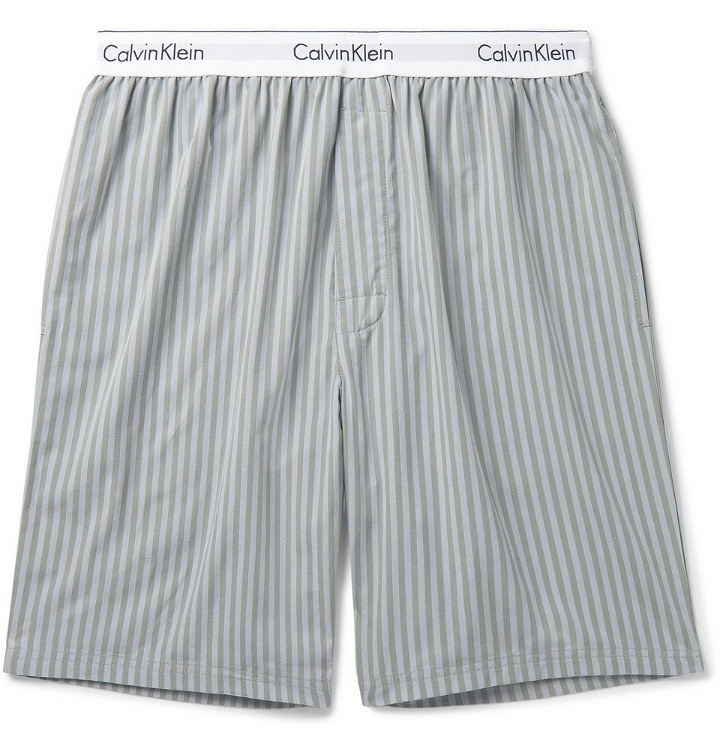 Photo: Calvin Klein Underwear - Striped Cotton-Poplin Pyjama Shorts - Gray