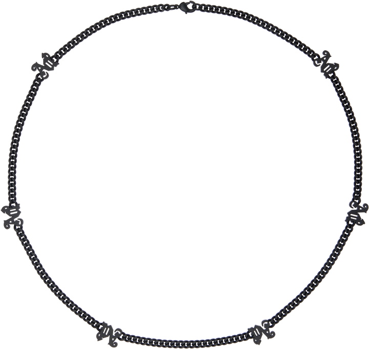 Photo: Palm Angels Black Monogram In Series Chain Necklace