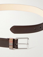 Paul Smith - Stripe-Trimmed Leather Belt - Brown