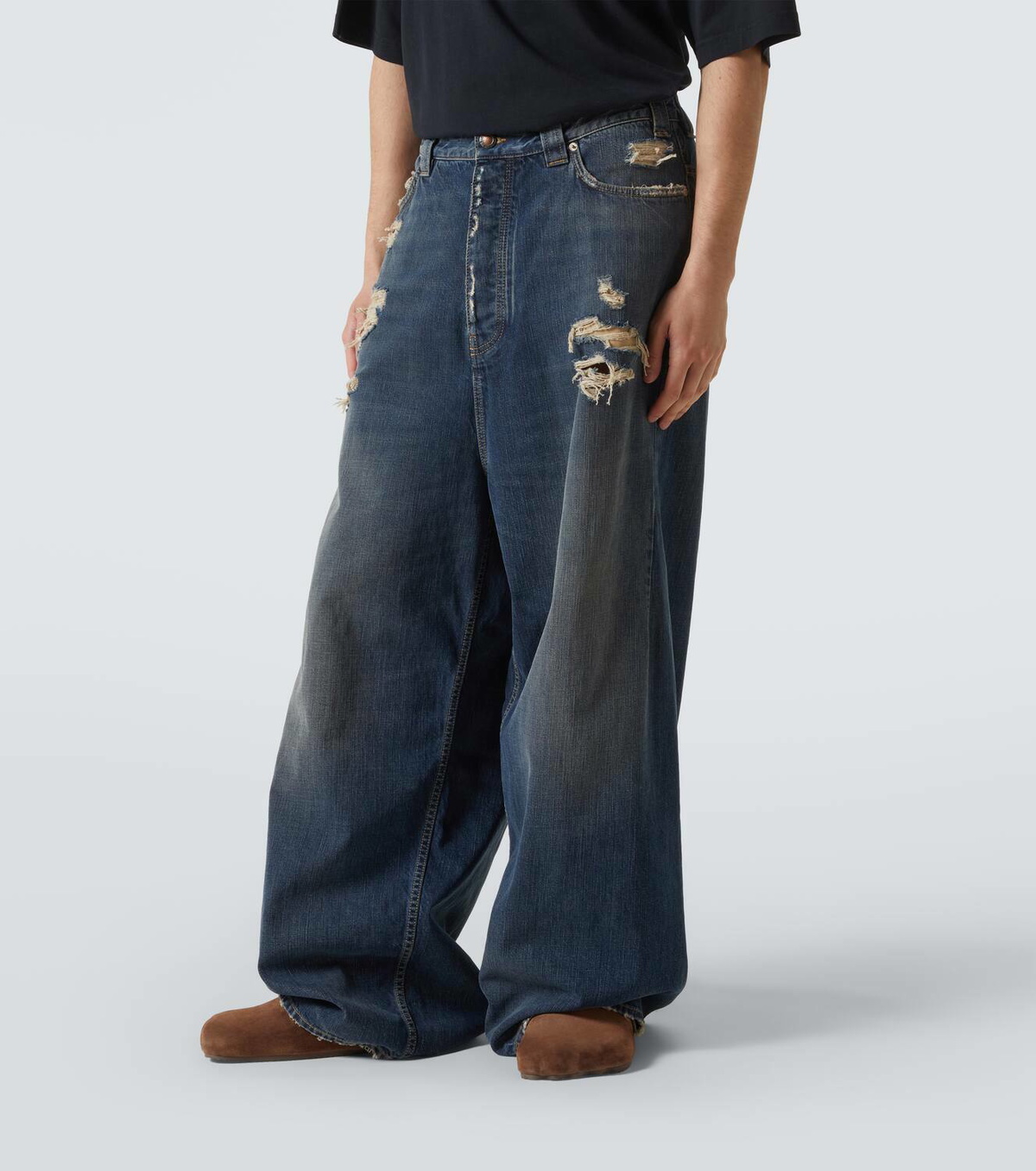 パンツ BALENCIAGA DISTRESSED WIDE LEG JEANS Balenciaga Distressed wide-leg jeans Balenciaga