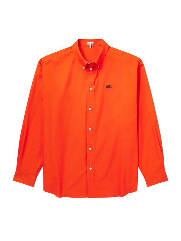 Photo: LOEWE - Anagram-Embroidered Cotton Shirt - Red