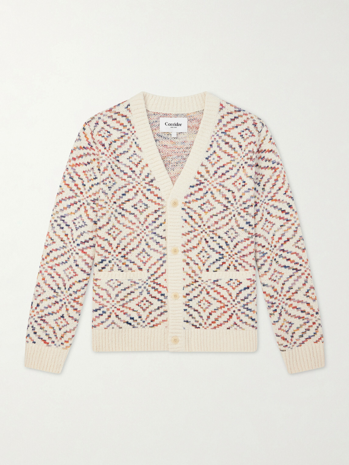 Corridor - Mandala Jacquard-Knit Pima Cotton Cardigan - Neutrals