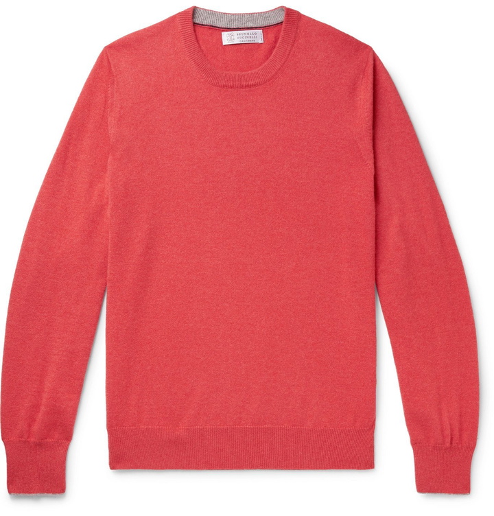 Photo: Brunello Cucinelli - Contrast-Tipped Cashmere Sweater - Unknown