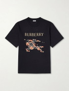 Burberry - Logo-Embroidered Cotton-Jersey T-Shirt - Black