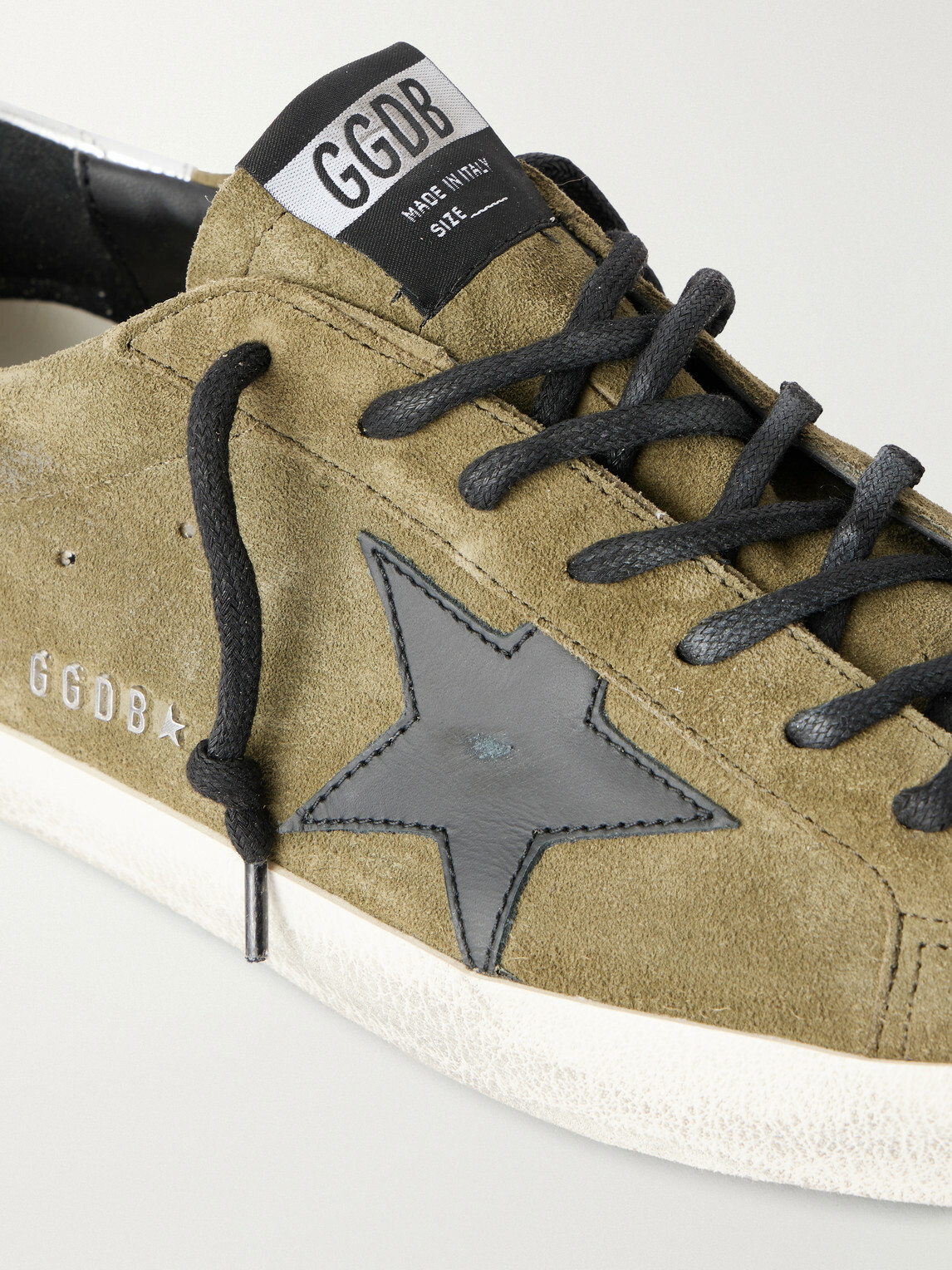 Golden Goose - Super-Star Distressed Leather-Trimmed Suede Sneakers - Green