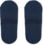 Corgi - Cable-Knit Cotton-Blend No-Show Socks - Blue