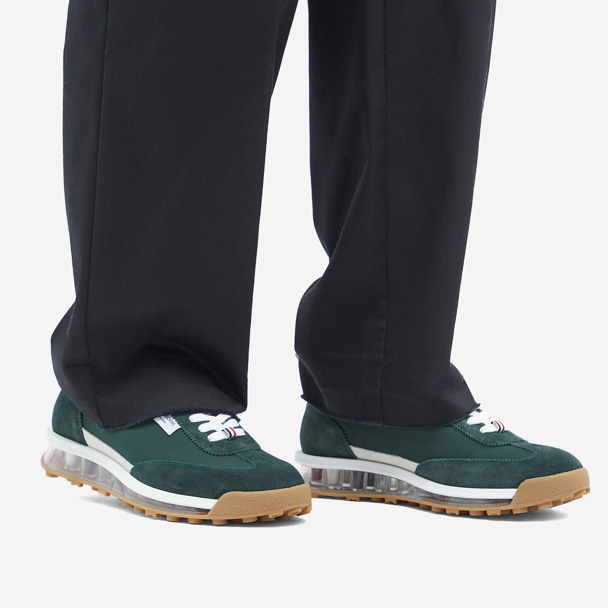 Thom Browne Men's Tech Runner Sneakers in Dark Green Thom Browne
