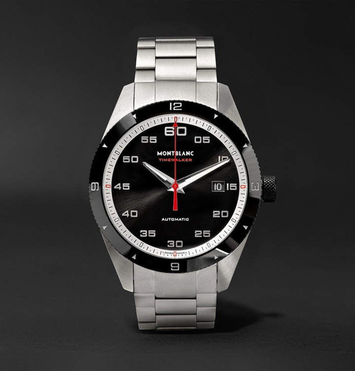 Photo: MONTBLANC - TimeWalker Date Automatic 41mm Stainless Steel and Ceramic Watch, Ref. No. 116060 - Black