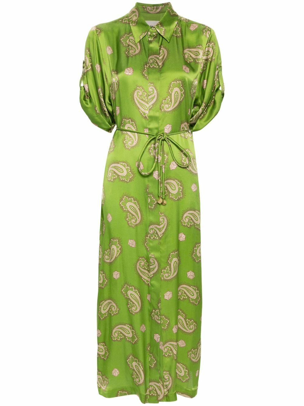 ALEMAIS Green Dice Silk Shirt Dress ALMAIS