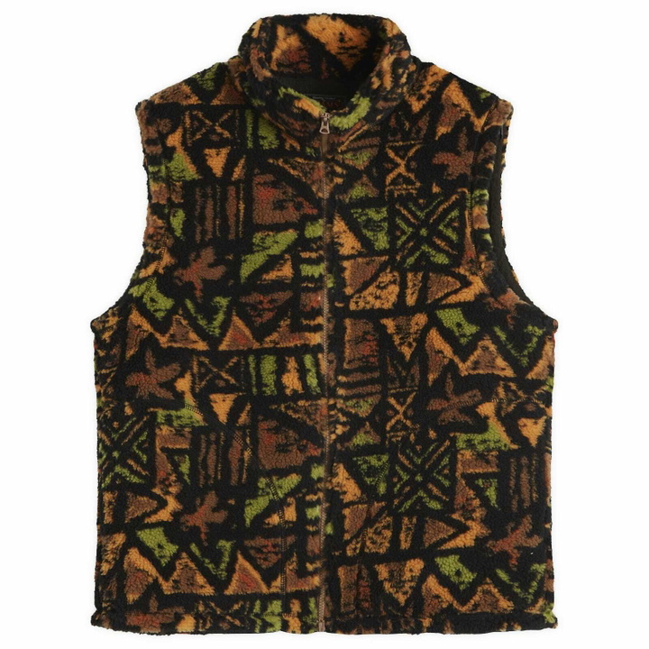 Photo: Beams Plus Men's Stand Collar Fleece Zip Vest in Batik