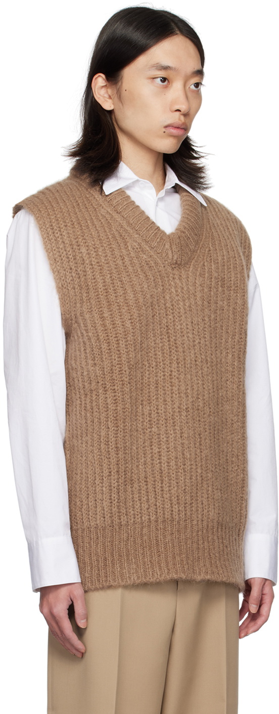 Jil Sander Brown V-Neck Vest