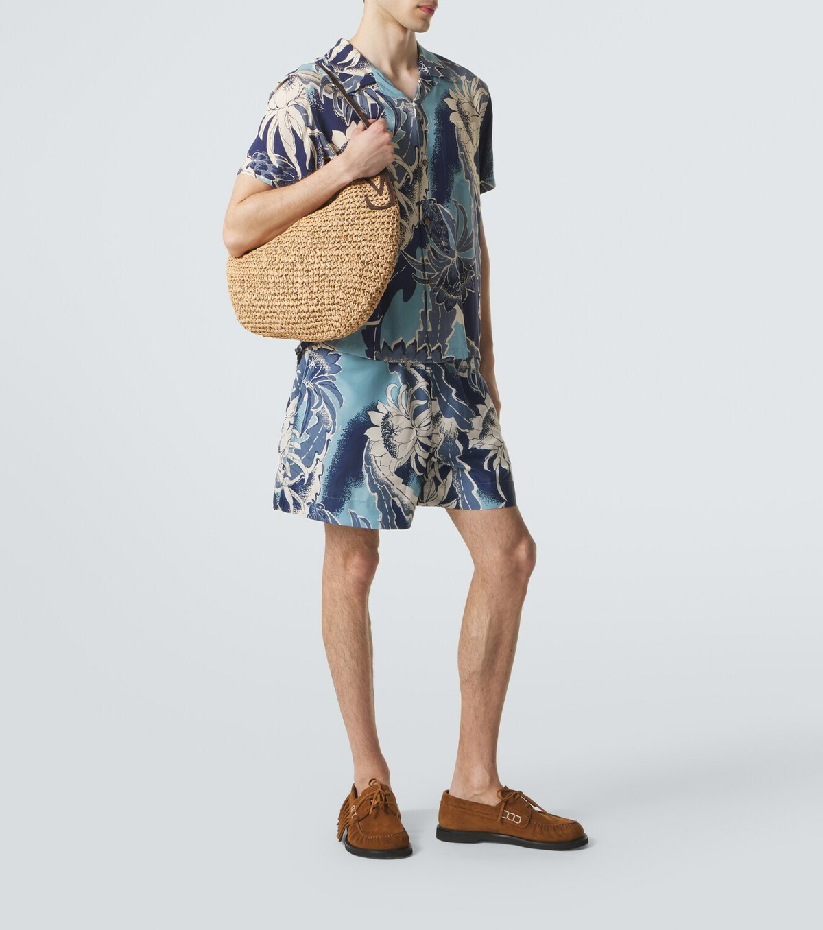 JW Anderson Bulb XL suede-trimmed raffia bucket bag