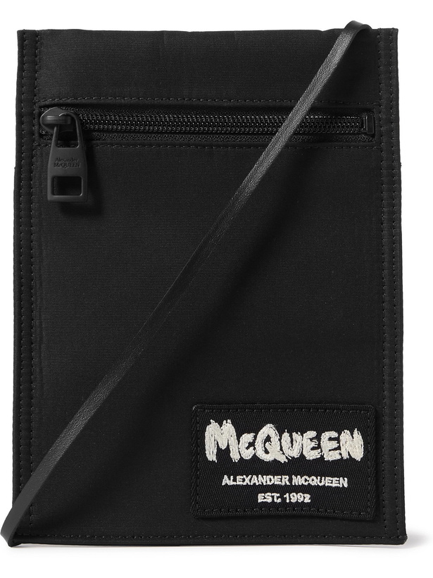 Photo: ALEXANDER MCQUEEN - Leather-Trimmed Logo-Appliquéd Faille Pouch