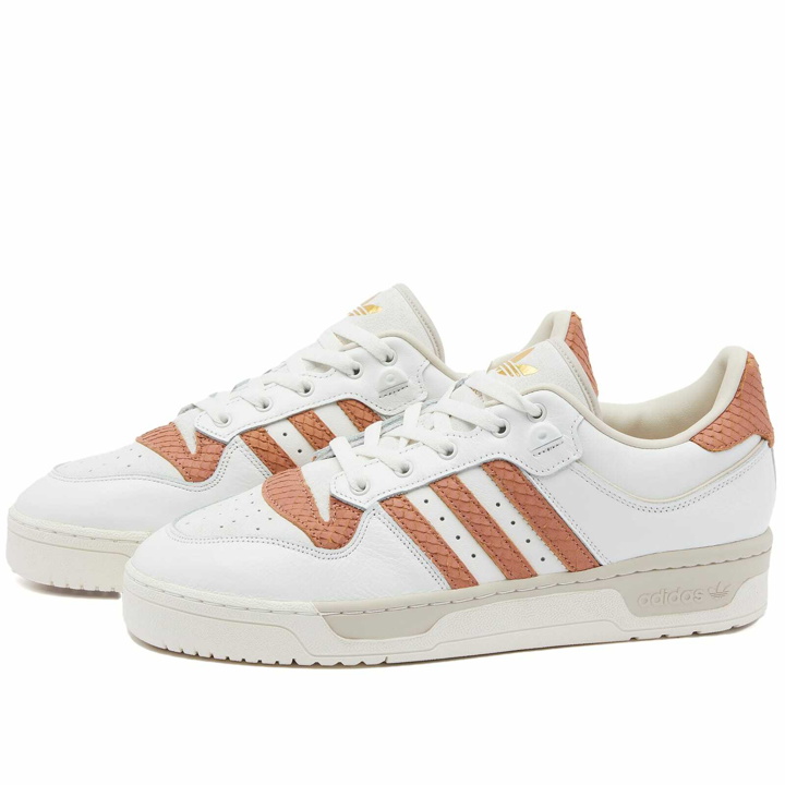 Photo: Adidas Rivalry Low 86 Sneakers in Core White/Clay Strata