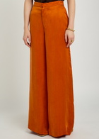 Delos Avra Wide-leg Brushed-satin Trousers Amber