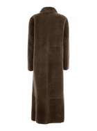 Blancha Brown Coat With Classic Lapels And Reversible Design In Fur Woman