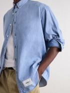 WTAPS - BD 01 Logo-Appliquéd Stone-Bleach Denim Shirt - Blue