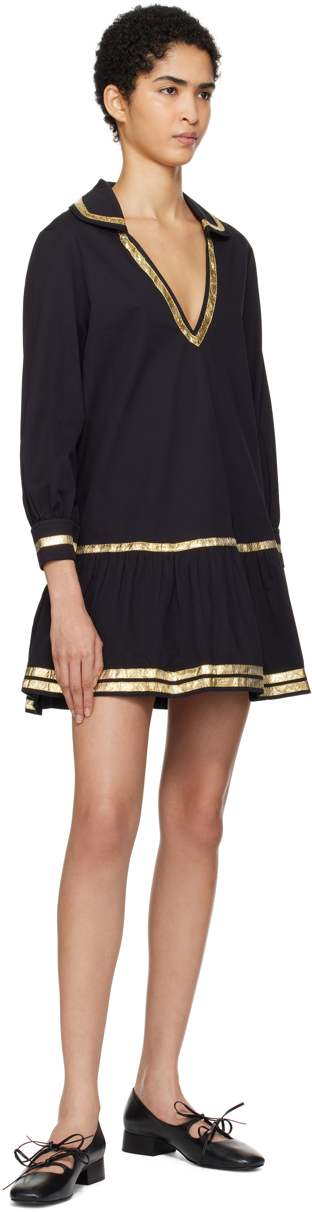 Bode Black Tinsel Tape Minidress