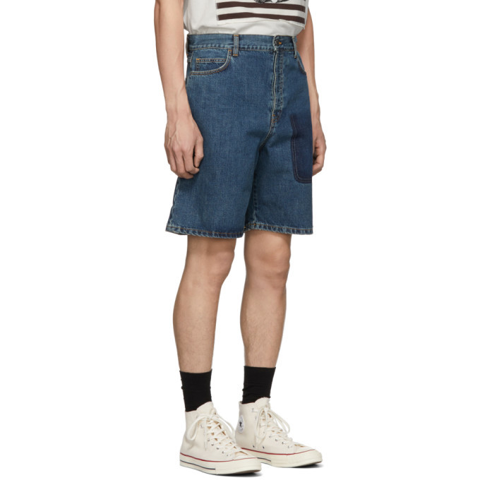 JW Anderson Blue Denim Shaded Pocket Shorts JW Anderson
