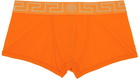 Versace Underwear Orange Greca Border Boxer Briefs