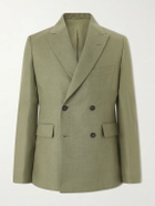 BODE - Linen Double-Breasted Blazer - Green