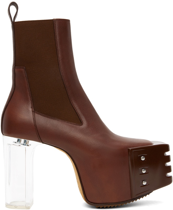 Photo: Rick Owens Brown Grilled Platforms 45 Chelsea Boots