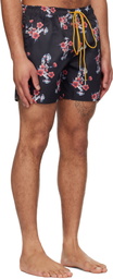 Rhude Black & Red Turbo Floral Swim Shorts