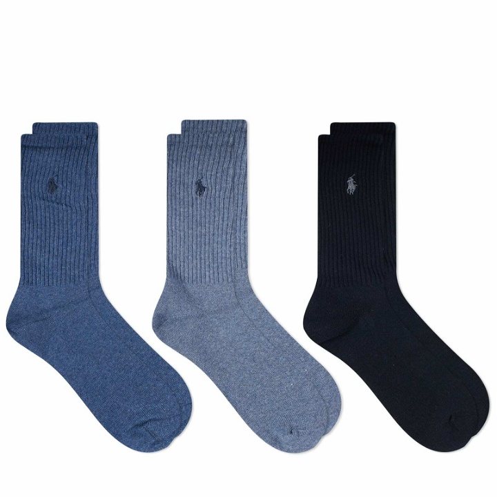 Photo: Polo Ralph Lauren Men's Assorted Sock - 3 Pack in Denim