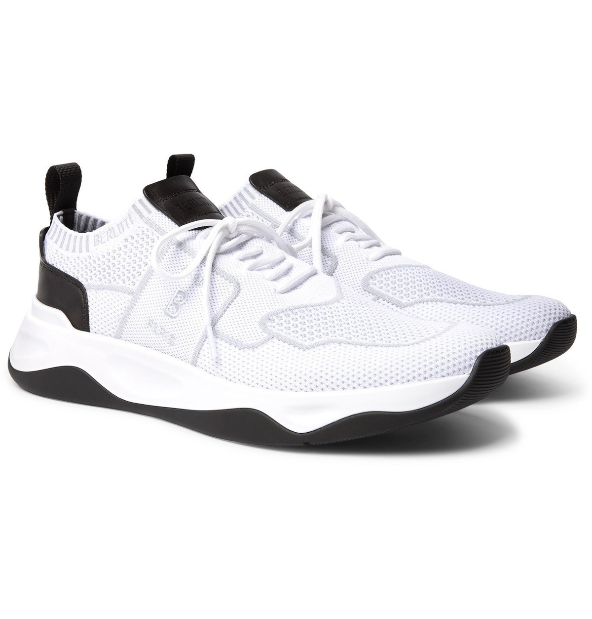 Leather-Trimmed Mesh Sneakers