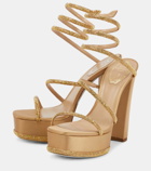 Rene Caovilla Embellished satin platform sandals