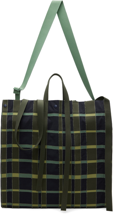 Photo: HOMME PLISSÉ ISSEY MIYAKE Navy & Khaki Windswept Plaid Tote