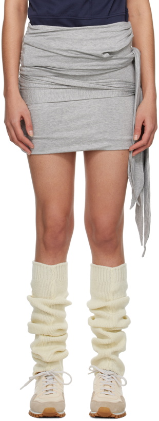 Photo: TheOpen Product Gray Tie-Up Miniskirt