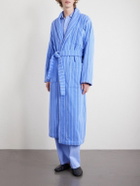 TEKLA - Belted Striped Organic Cotton-Terry Robe - Blue