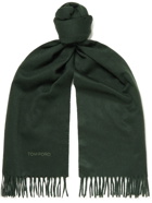 TOM FORD - Logo-Embroidered Fringed Cashmere Scarf
