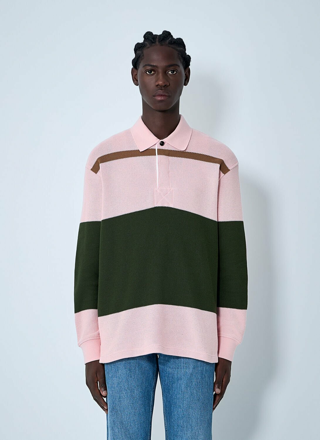 Bottega Veneta Jumbo Cotton Pique Stripe Polo Shirt