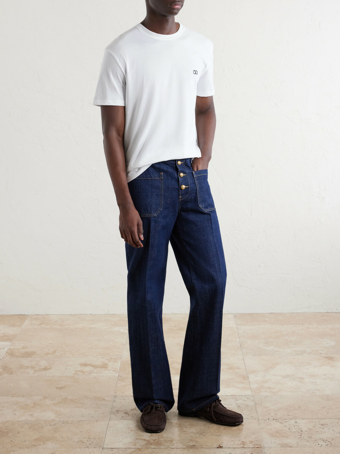 Valentino Garavani - Logo-Embroidered Cotton-Jersey T-Shirt - White