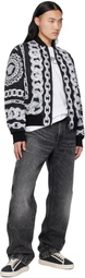 Versace Black Medusa Chains Reversible Bomber Jacket