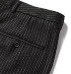SAINT LAURENT - Metallic Pinstripe Wool-Blend Trousers - Black