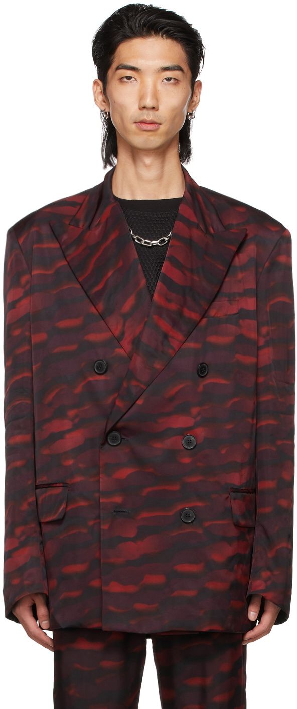 Dries Van Noten Red Len Lye Edition Graphic Blazer Dries Van Noten