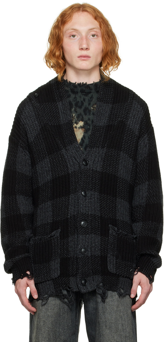 Shawl-lapel cardigan mid grey