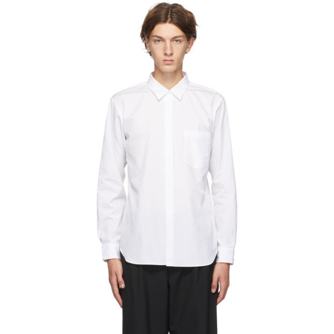 Photo: Comme des Garcons Homme Deux White Cotton Broad Stripe Shirt