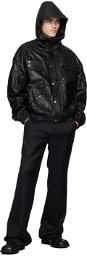 lesugiatelier Black Hooded Leather Jacket