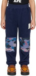 BAPE Kids Navy Grid Camo Pants