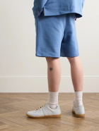 Thom Browne - Straight-Leg Logo-Appliquéd Cotton-Jersey Drawstring Shorts - Blue