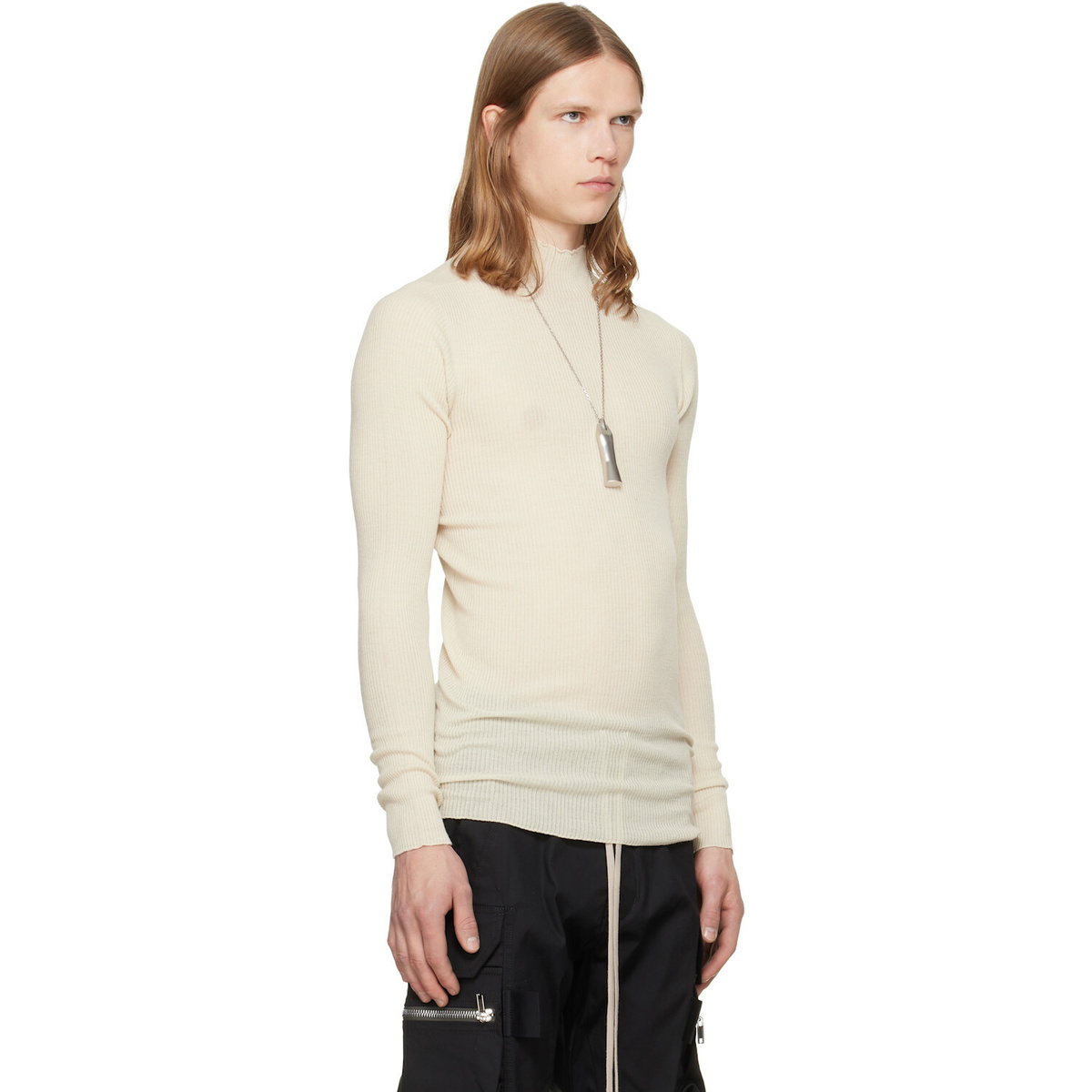 Rick Owens Off-White Tower Ribbed Lupetto Sweater