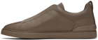 ZEGNA Brown Deerskin Triple Stitch Sneakers