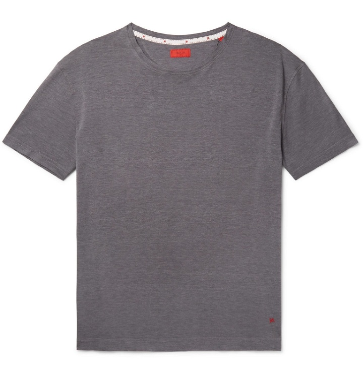 Photo: Isaia - Silk and Cotton-Blend T-Shirt - Gray