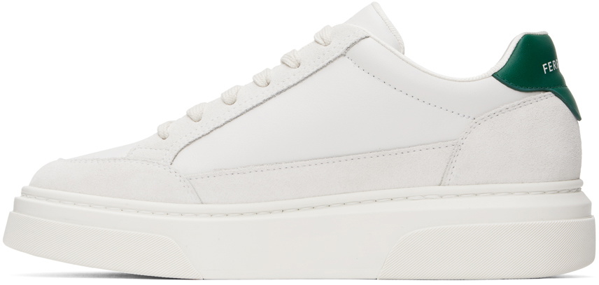 Ferragamo White Low Cut Gancini Outline Sneakers Salvatore